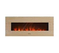 Cheminée électrique panoramique avec éclairage LED d'ambiance et panneau frontal en MDF CHE-530 Marron clair