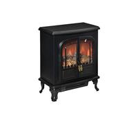 Cheminée électrique poêle style néo-rétro 2 portes verre trempé 1000/2000 W LED luminosité réglable acier ABS noir