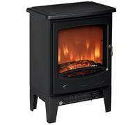 Cheminée électrique poêle style néo-rétro 900-1800 W simulation flammes LED luminosité réglable porte verre trempé acier ABS noir