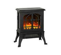 HOMCOM Cheminée électrique avec Effet Flamme 3D 1800/900 W sur Pied Noir | Fausse Cheminée Décorative, Thermostat Réglable, 2 Niveaux de Chaleur, Vue sur 3 Côtés