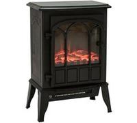 Homcom Cheminée électrique poêle Style rétro 1000-2000 W Simulation Flammes LED Porte Noir