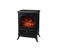 HOMCOM Cheminée électrique à Effet de Flamme poêle Style rétro Thermostat 1000/2000 W Anti surchauffe Noir