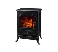 HOMCOM Cheminée électrique à Effet de Flamme poêle Style rétro Thermostat 1000/2000 W Anti surchauffe Noir