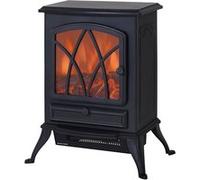 HomCom Cheminée électrique poêle rétro Effet de flamme Thermostat 1000-2000 W Anti-surchauffe Noir