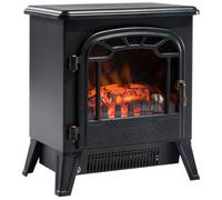 Cheminée électrique HOMCOM - Imitation Flamme - 1800 W - Porte métal Verre trempé Noir