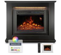 Cheminée électrique rectangulaire noire - Juskys - 1000/2000 W - Télécommande - Éclairage LED 13 couleurs - Minuterie
