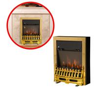 Cheminée Électrique Rétro Doré LED Effet Flamme 1000/2000W Thermostat