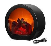 Cheminée Électrique sans Flamme Réaliste LED Cheminée Lanterne Alimentée par USB/Batterie Portable Table Électrique Brûleur À Bûches Effet Feu pour La Décoration Intérieure Cheminée LED Fausse