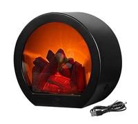 Cheminée électrique sans flamme réaliste LED lanterne de cheminée alimentée par USB/batterie portable table électrique brûleur à bûches effet feu pour la décoration intérieure fausse cheminée autour d