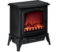 Cheminée électrique sur pied, effet flamme, 2 modes de chauffage 1000W/2000W, verre trempé, noir, 36,5 x 24 x 45,5 cm