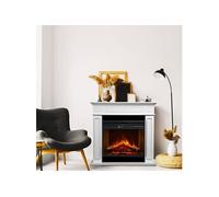 Cheminée électrique sur pied en bois blanc L 89,5 x H 90,5 x P 28 Jefferson