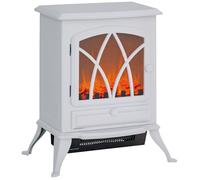 Cheminée électrique sur pied - HOMCOM - 1000/2000 W - effet flamme LED - métal et plastique - 45 x 28,5 x 54 cm - blanc