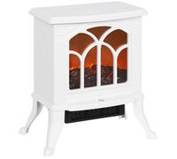 Cheminée électrique sur pied - HOMCOM - 750/1500 W - effet flamme LED - métal et plastique - 37,3 x 23,1 x 44 cm - blanc