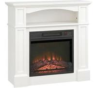 HOMCOM Cheminée électrique Effet Flammes LED luminosité réglable avec télécommande - 1800 W - 80,5 x 32,3 x 80,5 cm Blanc