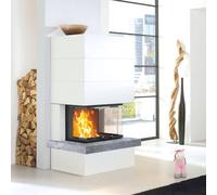 Cheminée en kit Camina S13 - porte coulissante - avec table de cheminée en pierre naturelle Grigio