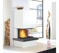 Cheminée en kit Camina S13 - porte coulissante - avec table de cheminée en pierre naturelle Nero matte
