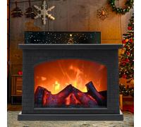 Cheminée LED Cheminee Décorative, Cheminee Electrique Effet Flamme, Fausse Cheminée Decorative Noel, Lampe de Lumicube Cheminée Électrique, Effet Feu Réaliste, Alimentation USB et Piles (Carrée)
