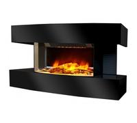 Chemin'Arte Cheminée électrique murale Lounge Médium Effet flammes LEDs 2000W Noire Garantie 2 ans