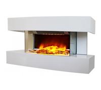 CHEMIN'ARTE - Cheminée électrique Murale Lounge Médium Blanche 82 cm Effet Flammes LED, Chauffage programmable, Télécommande