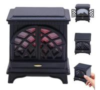 Cheminée Miniature, cheminée de Maison de poupée à l'échelle 1/12 2x2x2 Pouces avec lumière LED, Miniatures réalistes alimentées par Batterie pour Meubles décoration Maison poupée