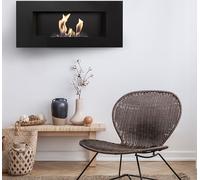 Cheminée Bio KRATKI DELTA2 | 400 x 900 cm | Conteneur de 0,5 L | Noir | sans vitrage | Cheminée éthanol Murale | Idéal pour la Maison, Le Salon ou la Chambre | Testé TÜV - Rhénanie