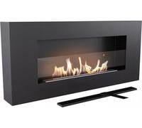 Cheminée Bio KRATKI Delta Flat avec vitrage | 400 x 900 cm | Conteneur de 0,4 L | Noir | Cheminée Murale | Idéal pour la Maison, Le Salon ou la Chambre | Testé TÜV - Rhénanie