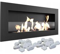 KRATKI Delta Slim Cheminée Bio Ethanol + Galets 2 kg | Installation Murale ou Encastrement d'angle l Récipient Bio 0.4 l, Certifié TÜV | Acier, 40 x 90 cm, Noir