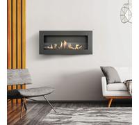 Cheminée éthanol KRATKI DELTA SLIM avec vitrage suspendre en véritable coupe-feu certificat TÜV Dimensions en cm: L90xH40 x P10,30 volume du réservoir 400ml longueur de la ligne de tir 50cm