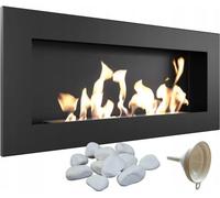 KRATKI Delta Slim Cheminée Bio Ethanol + Galets + Entonnoir | Pour Installation Murale ou Encastrement d'Angle l Récipient Biosécurisé 0.4 l, Certifié TÜV | Acier, 40 x 90 cm, Noir