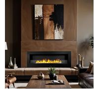 Cheminée murale - Biocamino 120x40 - Noir - Design moderne - Facile à installer