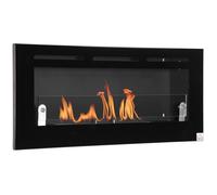 Cheminée murale bioéthanol - HOMCOM - encastrable 2,8 L, durée combustion 3,5 h, chauffage décoratif, acier noir, 102 x 16 x 43 cm