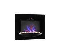 Braséro Cheminée murale électrique 1800 W Illusion de flammes Pierres décoratives