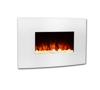 BALDERIA Cheminée électrique Enjo, Chauffage électrique 2000 W, Blanc | Cheminée électrique murale avec effet de flamme 3D, éclairage LED, télécommande, démarrage programmé, minuterie et thermostat