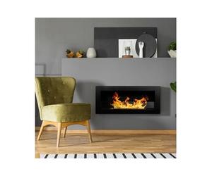 Cheminée murale encastrable à bioéthanol écologique avec verre Livorno Noir