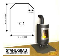 Cheminée Plaque Pare-étincelles Kaminplatte Acier Gris Four Lèche-frites - C1