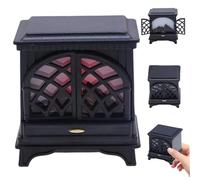 Cheminée pour maison de poupée 2 x 2 x pouces, cheminée miniature à l'échelle 1/12 avec lumière LED, miniatures réalistes pour maison de poupée, meubles alimentés par batterie pour la décoration