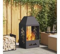 Cheminée rectangulaire moderne en acier - 50 x 50 x 100 cm - Noir - Pour jardin et terrasse - Idéal comme foyer pour des soirées confortables en plein air
