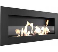 Cheminée éthanol KRATKI DELTA SLIM avec vitrage suspendre en véritable coupe-feu certificat TÜV Dimensions en cm: L90xH40 x P10,30 volume du réservoir 400ml longueur de la ligne de tir 50cm