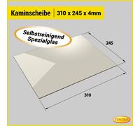 Cheminée Verre de Poêle Feuerfestes Auto-Nettoyant Vitre D'Insert 310x245mm