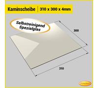 Cheminée Verre de Poêle Feuerfestes Auto-Nettoyant Vitre D'Insert 310x300mm