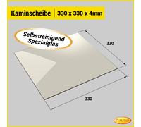 Cheminée Verre de Poêle Feuerfestes Auto-Nettoyant Vitre D'Insert 330x330mm