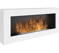 Cheminéeà l'éthanol BOX 90 cm avec vitre blanche. Cheminée murale 900x400mm sans verre, suspendue au mur