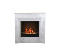 Cheminées au bioéthanol - - Cheminée bioéthanol de terre 96x35x96h cadre design moderne Bellini - Effet marbre blanc