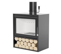 Cheminées Multi-combustibles Modernes, Poêle En Fonte, Poêle à Bois à Bûches 10kw/15kw Avec Fenêtre En Verre Céramique, Poêle à Bois De Chauffage Chez L'habitant Rural(Size:60 x 49 x 85cm)