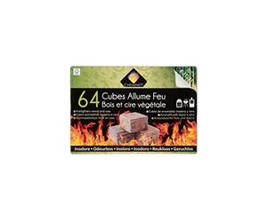 CHEMINETT Allume feu Cubes Bois 100% d'origine végétale FSC - 64 Cubes - Double Plaque prédécoupée
