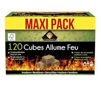 Cheminett - Cubes Allume Feu Naturels - 120 Pièces - À Base de Sciure de Bois de Conifères Certifié FSC et d’Huile Végétale - Temps de Combustion 8 à 10 Min