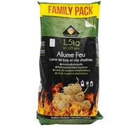 Cheminett - Laine de Bois - Allume Feu 100% Naturel - 1,5 kg, +/- 125 Pièces - À Base de Cire Végétale PREMIUM et de Bois Certifié FSC - Temps de Combustion 8 à 10 min