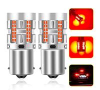 Chemini 2pcs 1156 BA15S P21W Ampoule LED pour Voiture Feu de Freinage à LED Feu de Recul Feu Brouillard Arrière Haute Luminosité 66SMD LED Chip DC12v-24v-Rouge