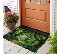 Chemins D'Arbres Moussus Paillasson Interieur Entree 60X90Cm,Paysage Forestier Mystérieux Tapis D'Entrée Antidérapant Lavable En Machine,Tapis De Sol Absorbantes Vert Olive Pour Chien, Porte, Couloir