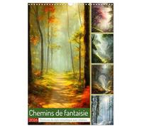 Chemins de fantaisie (Calendrier mural 2026 DIN A3 horizontal), CALVENDO calendrier mensuel: Peintures de style romantique avec citations
